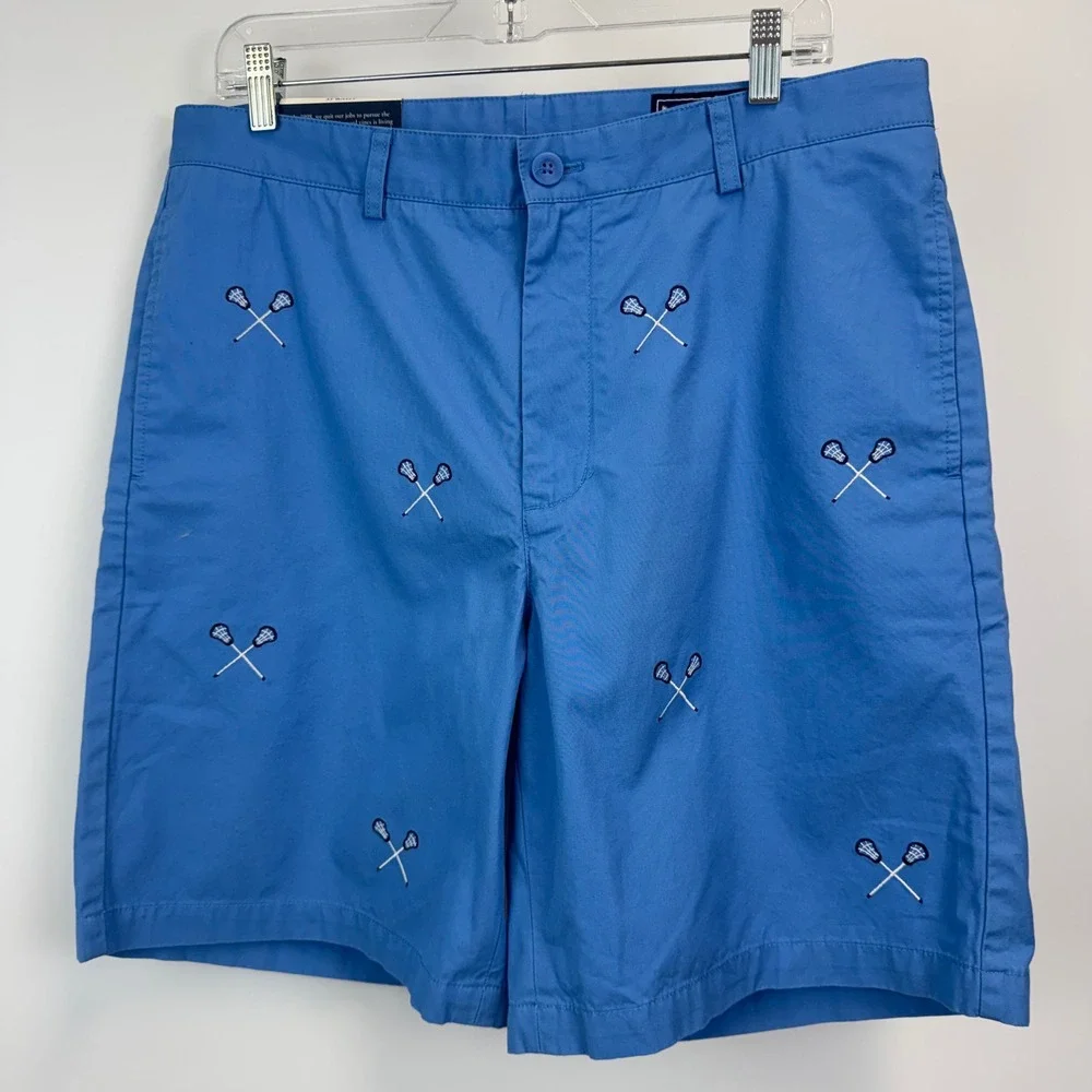 Vineyard Vines Mens 35 Blue Lacrosse Stick Embroidered Classic Club Shorts NWT